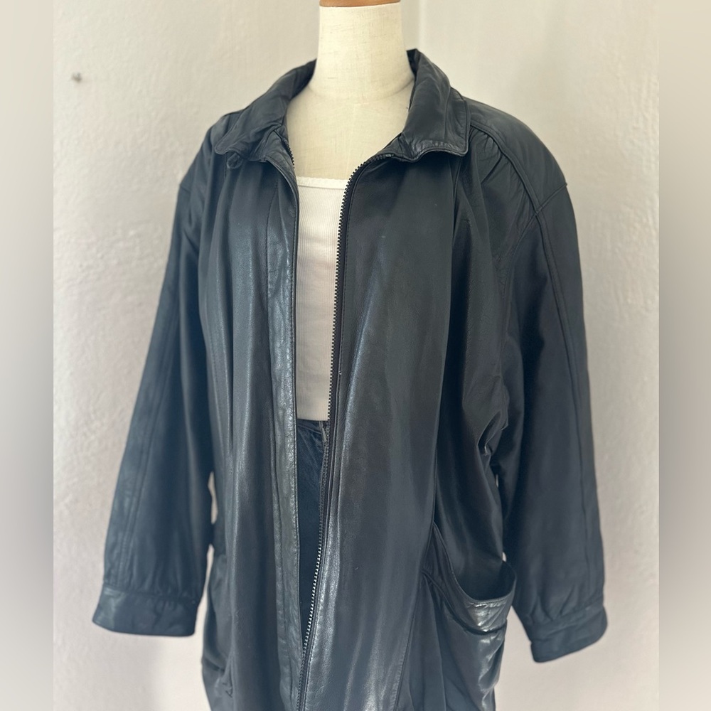 Vintage Charcoal Leather Jacket